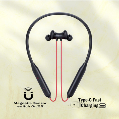 AIZINA Pro Neckband With Upto 58 Hours Playback & Fast Charging Earphone_U4 Bluetooth & Wired(Red, In the Ear)