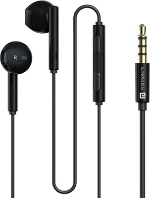 Portronics Conch Theta A 3.5mm Wired Earphone With HD Quality In-Line Mic,14.2mm Driver Wired(Black, In the Ear)