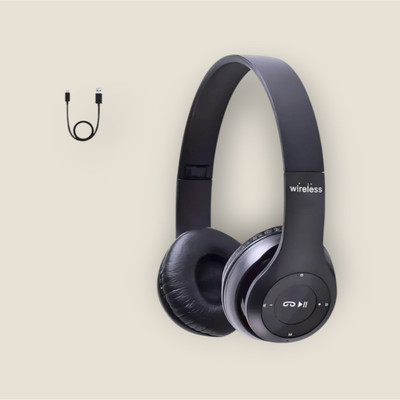 AIZINA Trending Wireless Headphones with Microphone for Entertainment._NF Bluetooth & Wired(Black, On the Ear)