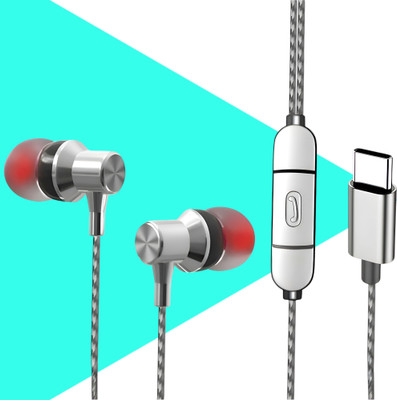 Bxeno Type C Earphone with Mic Wired(White, In the Ear)