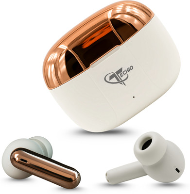 Techio Compact Charging Case Earbuds with 30H Battery Backup Bluetooth(White, True Wireless)