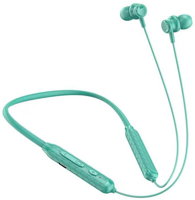 ZTNY 12mm Drivers, Premium Metal Earbuds, Comfortable Flex Neckband, Bluetooth 5.2 Bluetooth(Green, In the Ear)