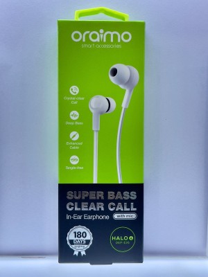 ORAIMO OEP-E26 Super Bass Clear Call earphone with mic Wired Headset Wired Headset(White, In the Ear)