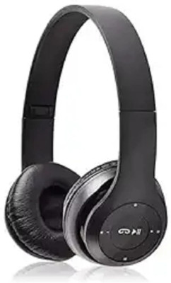 APNA KANHA P-47 Bluetooth Wireless Foldable Headphone with Mic High Bass Clear Sound Bluetooth(Black, On the Ear)