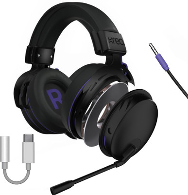 Kreo Beluga v2 3.5mm and USB C Wired Gaming Headphone with Mic for Mobile, PC, PS Wired Gaming(Black, On the Ear)