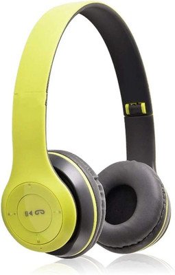 Techobucks NEW PRICE P47 WIRELESS LIGHTWEIGHT THUNDER BEAT SOUND GAMING HEADPHONE Bluetooth(Green, On the Ear)