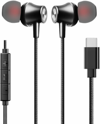 PRODART Type C Earphone Dolby Bass Sound With Active Noise Cancellation Mic Wired(Black, In the Ear)