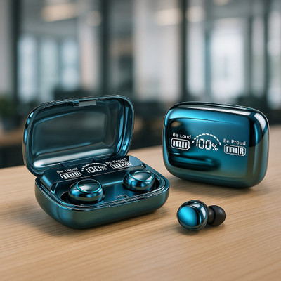 Wingster M10 Wireless Earbuds TWS 5.1 Large Screen Dual LED Digital Display Bluetooth(Black, In the Ear)