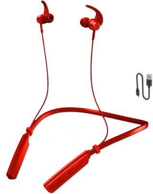 XUOP Bluetooth 5.0 Neckband with Up to 24Hours Playtime, Magnetic Earbuds Bluetooth(Red, In the Ear)