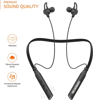 MR.NOBODY 40Hour Playtime,Vibration Alert,High Bass Sound Quality Bluetooth Wireless N13 Bluetooth Headset(Black, In the Ear)