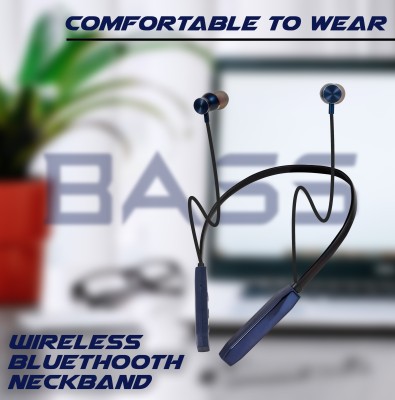 Yoment 65 Hours Playtime Fast Charging Wireless Bluetooth with Mic Bluetooth Headset(Blue, In the Ear)