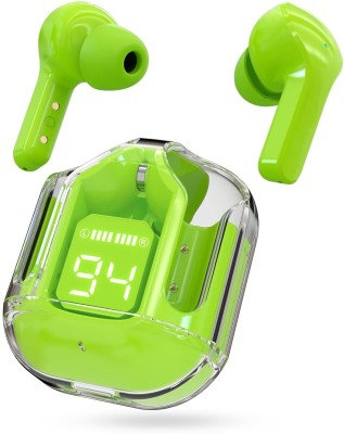 U.R.M. Enterprises T12 Max Crystal Wireless Earbuds, Bluetooth Headphones with ENC Noise Canceling Bluetooth Gaming Headset(Green, In the Ear)