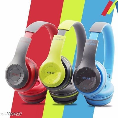 SACRO UIT_504H_P47 Wireless Bluetooth Headphones HD Sound Bass Mic SD Card Slot Bluetooth Headset(Multicolor, On the Ear)