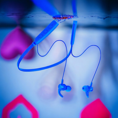 QPG STORE bluetooth neckband .167 Bluetooth(Blue, In the Ear)