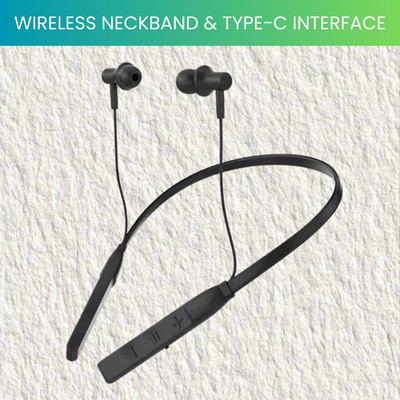 FRONY BT Rover (Wireless Bluetooth Neckband) Upto 60H Playtime Dual Device PairingC75 Bluetooth(Black, True Wireless)