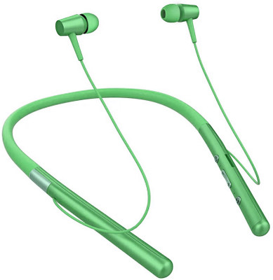 IZWI 48 hours Long Working Wireless Neckband Headset Headphone Half in Ear Headset Bluetooth(Green, In the Ear)