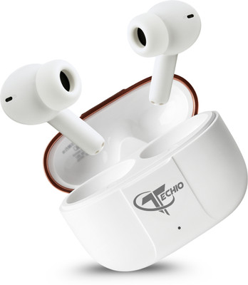 TECHIO BassFlex Ultra HD Audio Pro Series with Deep Bass and ENC Mic 40Hr Playback Bluetooth(White, True Wireless)