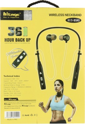 Hitage NBT-9541 Wireless Bluetooth Neckband with 36 Hrs Backup,Sports Flexible Neckband Bluetooth Headset(Black, In the Ear)