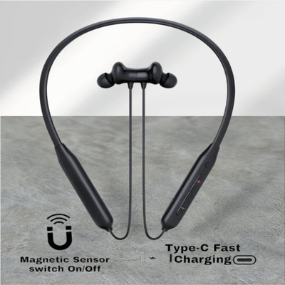 house of common Pro Neckband With Upto 48 Hours Playback & Fast Charging Earphone_BT Bluetooth & Wired(Black, In the Ear)