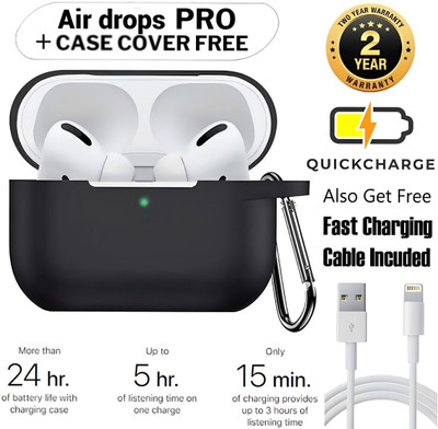 house of common Airdrops Pro 15 White wireless bluetooth earbuds with case combo Bluetooth(Black, True Wireless)