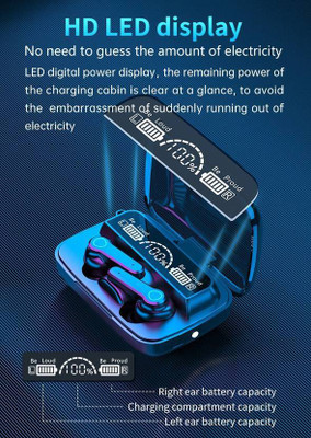 GWALBROS New Edition TWS M19 Gaming Earbuds Bluetooth 5.0 Wireless LED Digital Display F8 Bluetooth(Black, In the Ear)