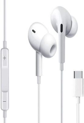 X88 Pro Type-C headset with Microphone & Volume Controls Compatible with All Smartphones Wired(White, In the Ear)