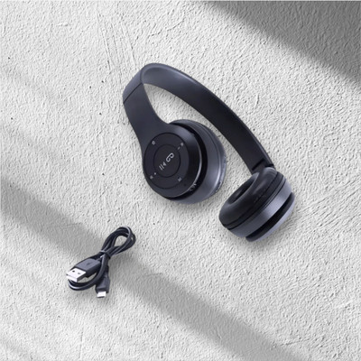 GDS Bluetooth Over-Ear Headphones for Entertainment with Strong Bass_MH Bluetooth & Wired(Black, On the Ear)