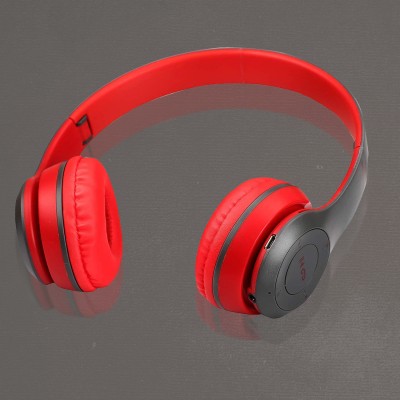 Casa Tech Bluetooth Headphone Extra Bass Wireless Headphones Bluetooth Headset Bluetooth & Wired Gaming Headset(Red, On the Ear)