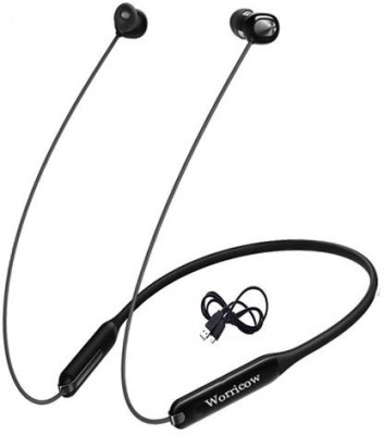 Worricow Low Price Upto 42Hr Bluetooth neckband with calling mic Thunder Bass Bluetooth Headset(Black, In the Ear)