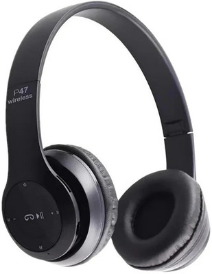 CHATTERJEE ELECTRO HUB P47 Bluetooth Headphones | Wireless, Foldable, FM/TF, Mic, Deep Bass Bluetooth(Black, On the Ear)