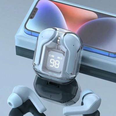 house of common Earbuds,Transparent Charging Case, LED Display, Touch Control Bluetooth(Blue, True Wireless)