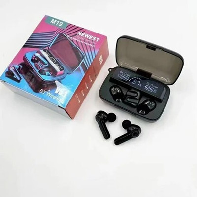 OCEAN THREEZ M19 TWS Airbuds 2000mAh Power Bank Microphone & Flashlight Deep Bass Bluetooth(Black, In the Ear)