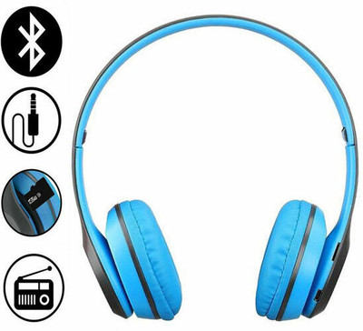 Worricow 3D Bass MP3 Upto 24 Hours Playtime with calling mic gym headset Bluetooth(Blue, On the Ear)