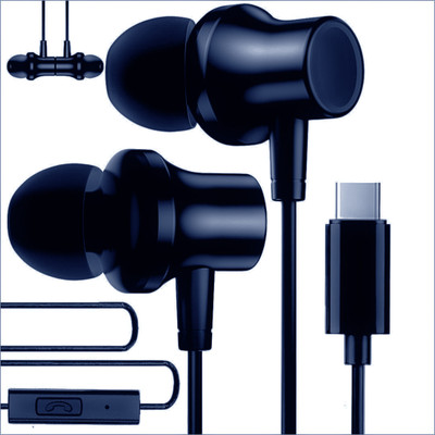 TecSox Bassbuds Wired Earphone In Ear Powerfull Bass Silver Wired(Blue, In the Ear)