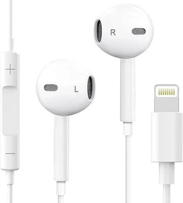 Ashiro Lightning Earphones Compatible with 14 Plus, Pro, Max, 13 Series & iPad Wired(White, In the Ear)