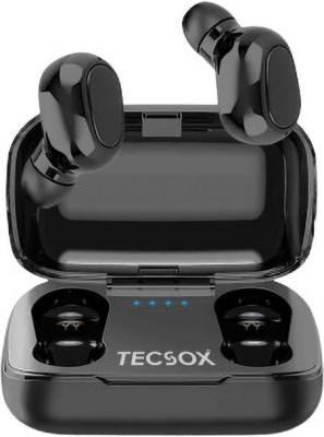 TecSox MiniPods True Wireless Earbuds with Charging Case|16 Hrs Battery Bluetooth Headset(Black, In the Ear)