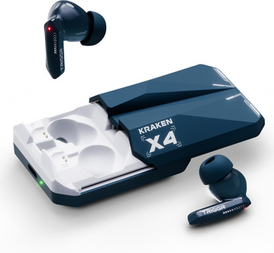 TRIGGR Kraken X4 with 13mm Drivers, 40ms Latency, ENC, 60H Battery, Rubber Finish, v5.4 Bluetooth(Azure Blue, True Wireless)