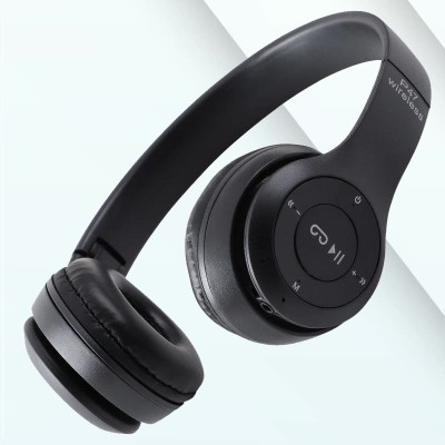 Wanzhow P47 Wireless Bluetooth Headset with Mic FM and SD Card Slot Bluetooth Headset(Black, On the Ear)