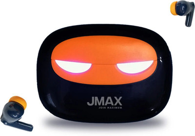 Jmax JM-TW-08 | 30H Non-Stop Music | GLOWING LIGHT CASE| 300mAh Case | 4H Talk Time Bluetooth(BLACK ORANGE, True Wireless)