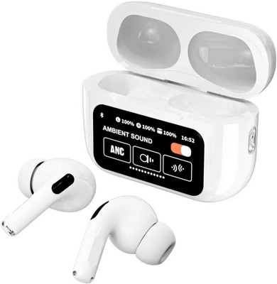 OXILAG Wireless Earbuds Smart Touch Display Deep Bass Earphones ENC Cancelling Bluetooth(White, True Wireless)