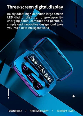 MAGENESE M19 TWS Bluetooth 5.0 Wireless Earbuds Touch Waterproof IP7X LED Digital Bluetooth(Black, True Wireless)