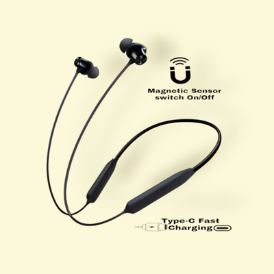 AIZINA 48 Hours Playtime Bluetooth Wireless Neckband Headphones Earphone_VY Bluetooth & Wired(Black, In the Ear)