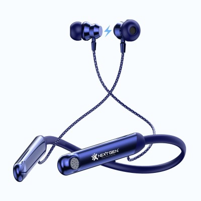 NEXTGEN Smart Switch Control Magnetic ON/OFF 45 HRS Dual Pairing HDSound Quality Headset Bluetooth Headset(Blue, In the Ear)