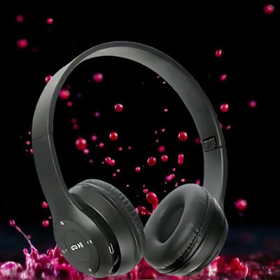 Velmi P47 Wireless FM Bluetooth Headset with Deep Bass for Music & Calls Bluetooth without Mic(Black, On the Ear)