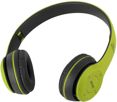 RECTITUDE P47 Foldable Game Wireless Headphone Gaming Computer MP3 Headset Support TF Card Bluetooth & Wired(Green, On the Ear)
