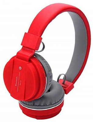 Glatoxi HIGH BASS SOUND, SD CARD SUPPORTABLE HEADPHONE Bluetooth(Red, On the Ear)