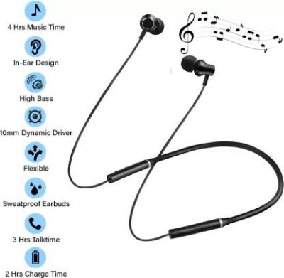 Gadget Master Neckband wireless blacktooth headphone Bluetooth Headset(Black, In the Ear)
