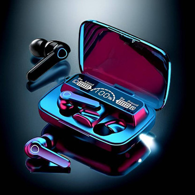 GWALBROS Earbuds M19 PRO with Power Bank Upto 48Hrs Playback Bluetooth Headset F22 Bluetooth(Black, In the Ear)