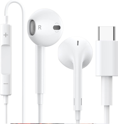 Nizix Wired Earphones USB-C Compatible with iPhone 15/16 Series, Type-C Headphones Wired(White, In the Ear)