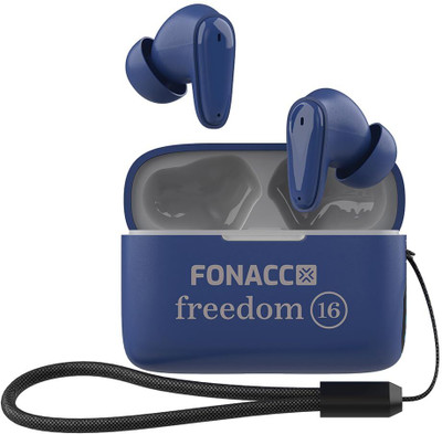 FONACC Freedom 16 Noise Cancelling Earbuds with 12 Hours of Playtime, Fast Pairing Bluetooth(Blue, In the Ear)